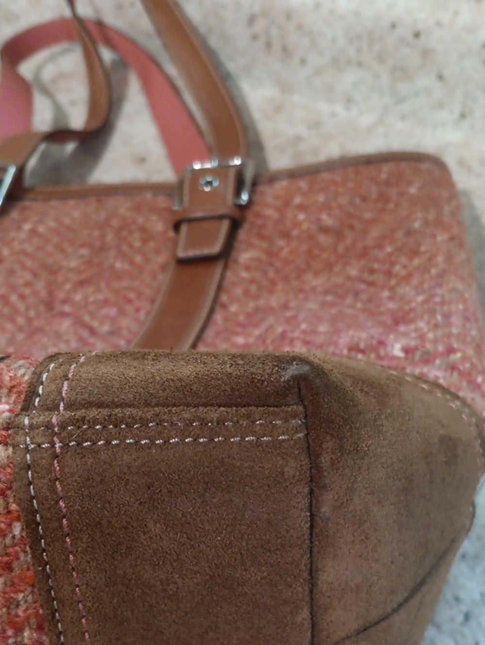 Coach Herringbone Tweed Suede Leather Bag - Picture 16 of 16